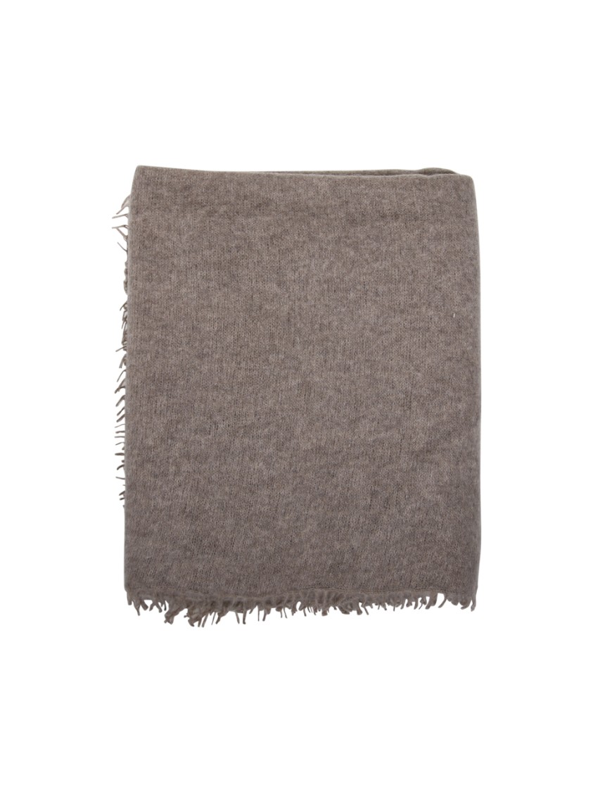 Mouleta Textured Cashmere Scarf With Fringed Edges In Brown