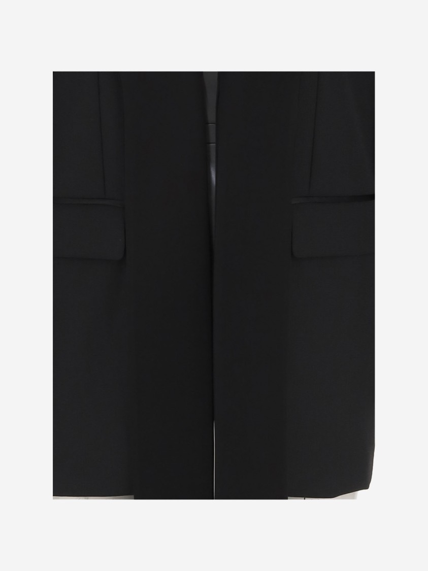 Pinko Wool Blend Single-breasted Jacket With Satin Collar In Black