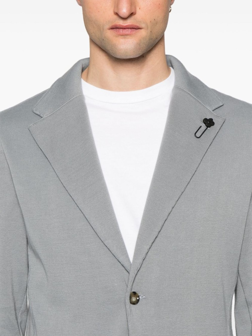Lardini Medium Grey Cotton Jacket With Notched Lapels In Grey
