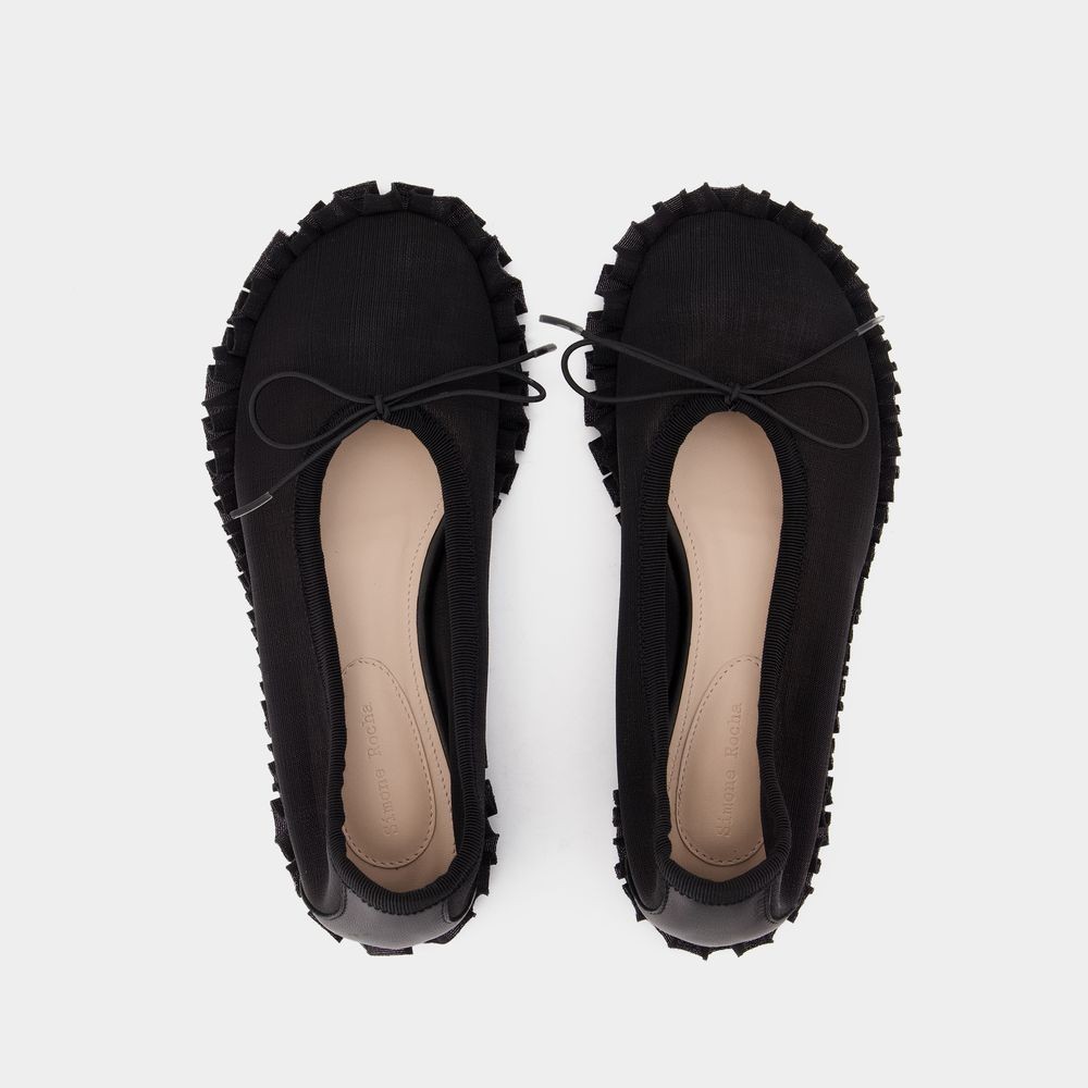Shop Simone Rocha Tutu Frill Ballerinas - Mesh - Black