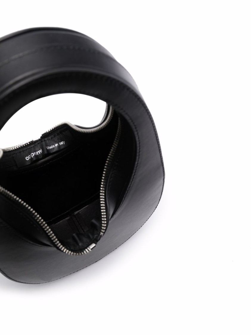 Shop Coperni Oval Calfskin Shoulder Bag With Cut-out Handle In Black