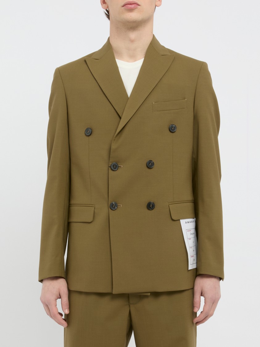 AMARANTO AMARANTO DOUBLE-BREASTED TAILORED AMARANTO GREEN JACKET 
