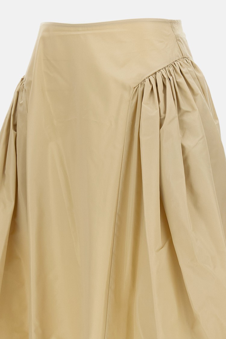 Simone Rocha Pleated Maxi Skirt With Discreet Zip Closure In Neutral