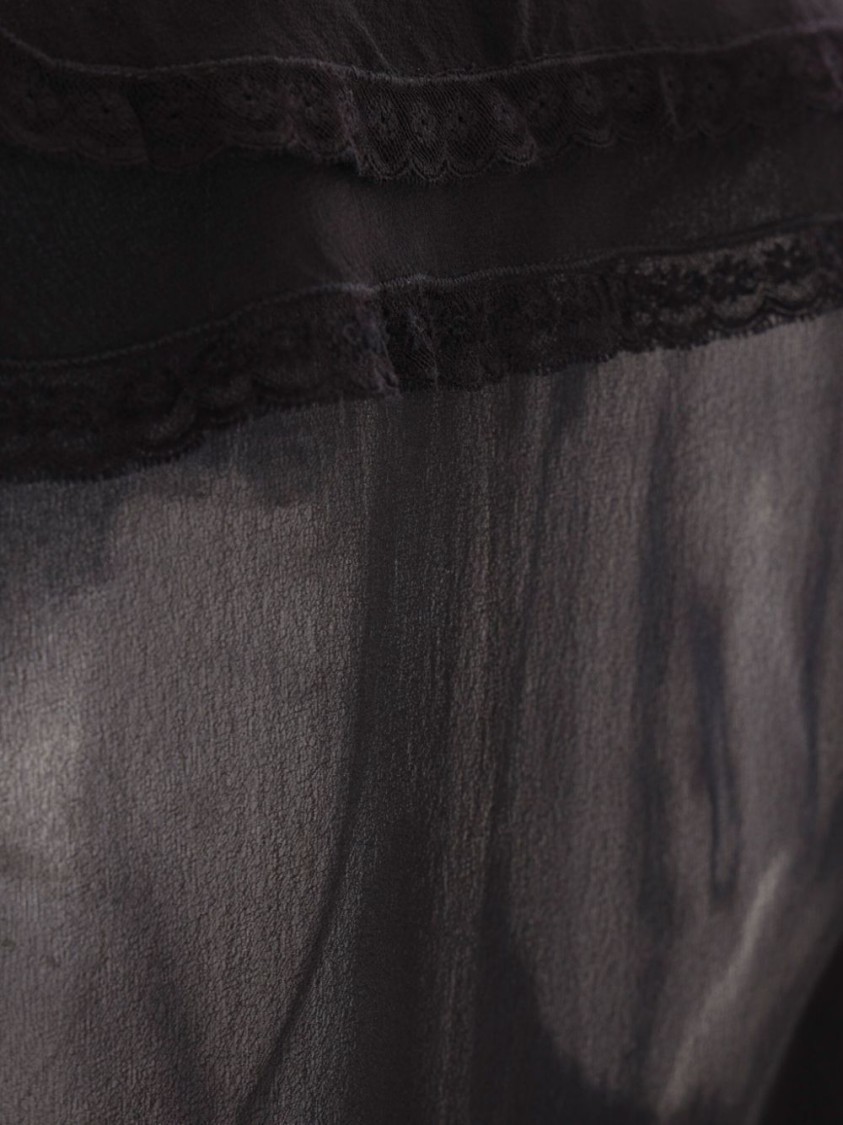Shop Chloé Sheer Silk Black Shirt With Ruffled Detailing