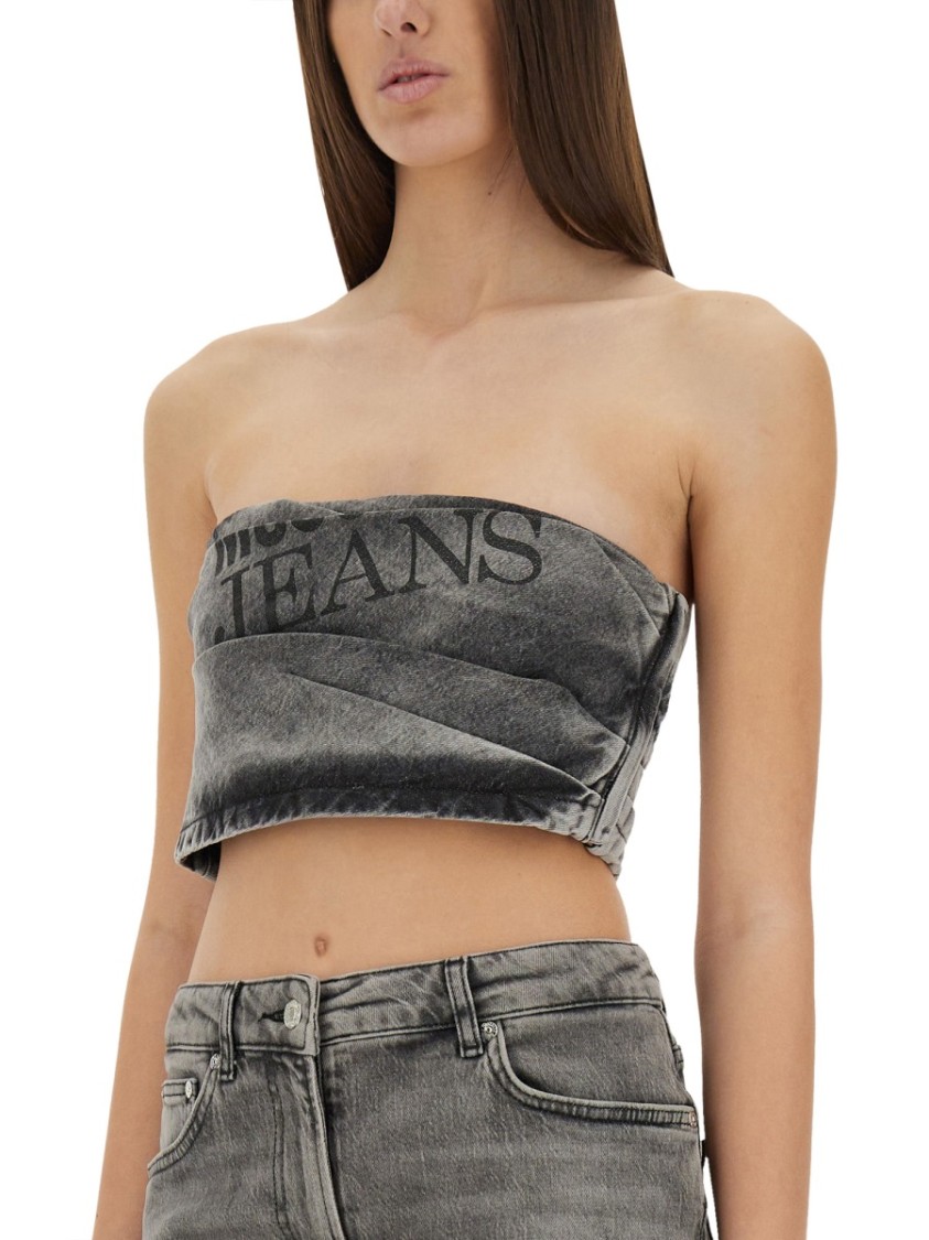 Moschino Denim Skirt With Back Pockets And Belt Loops In Grey