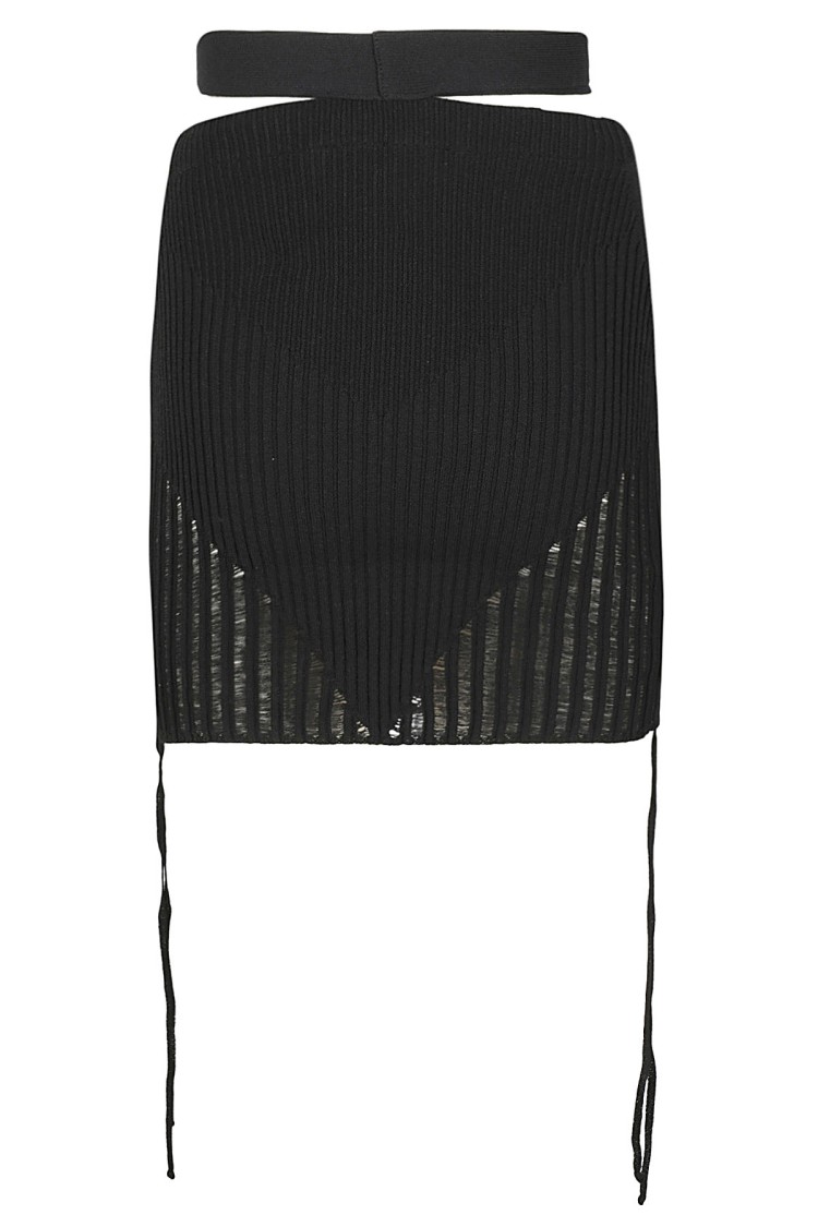 Andreädamo Fitted Ribbed Knit Mini Skirt In Black