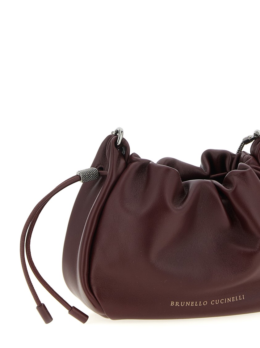 Brunello Cucinelli Bucket Mellow' Mini Crossbody Bag In Burgundy