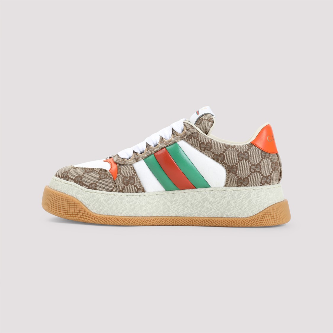 Shop Gucci Brown Gg Supreme Textile Double Screener Sneakers