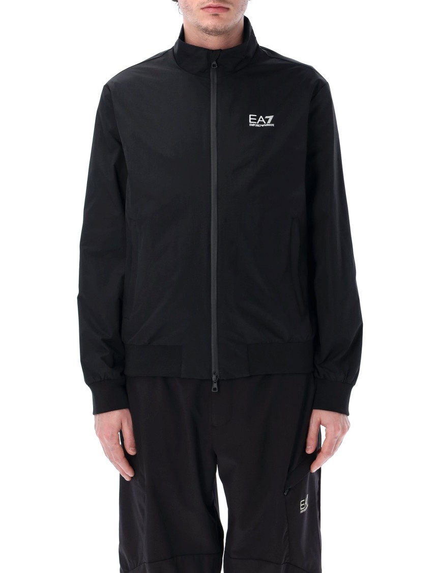Emporio Armani Recycled-nylon Zip-up Sweatshirt With Stand-up Collar