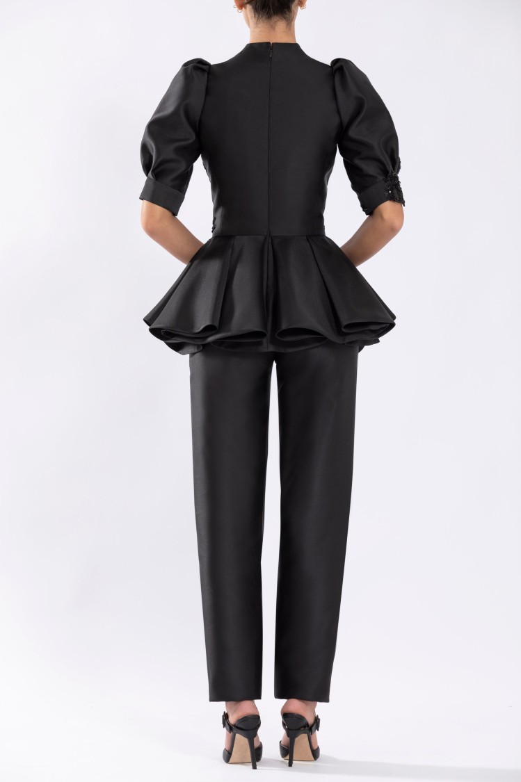 Saiid Kobeisy Mikado Straight Fit Pants With Tailored Silhouette And Side Pockets