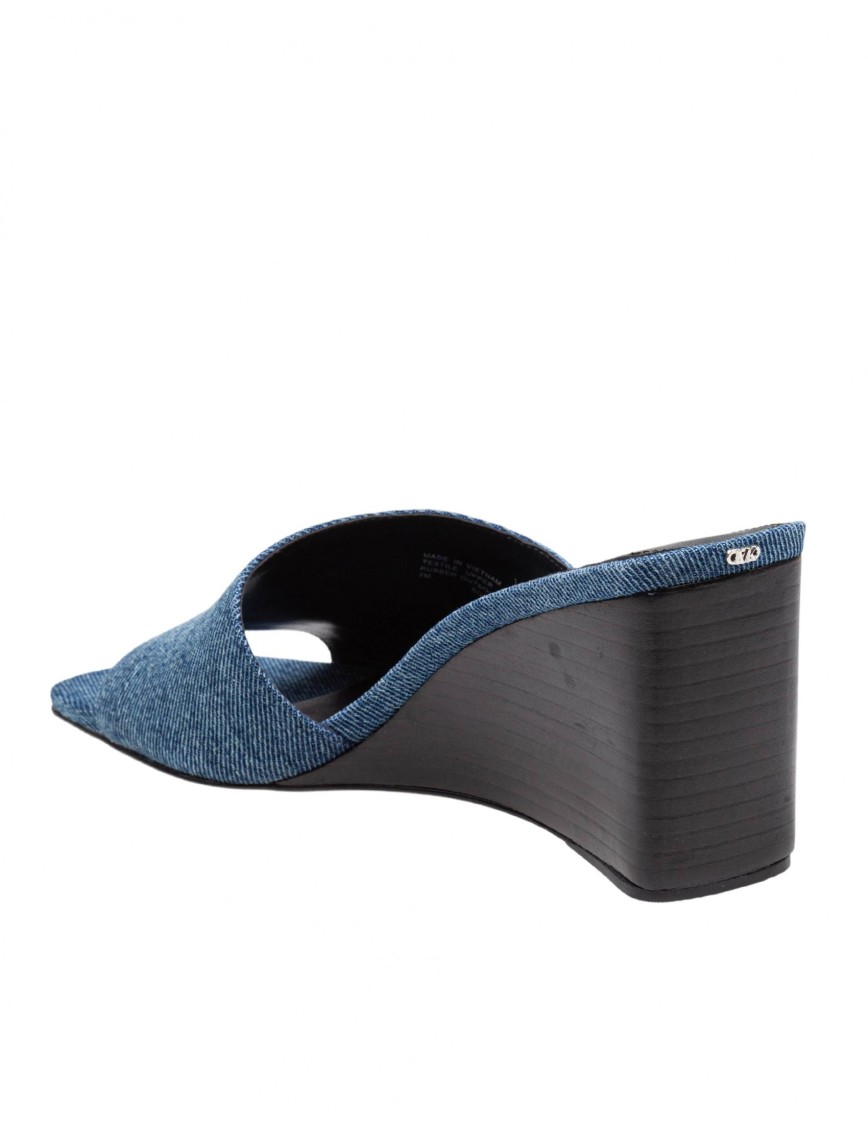 Shop Michael Kors Merriam Wedge In Jeans Fabric In Blue
