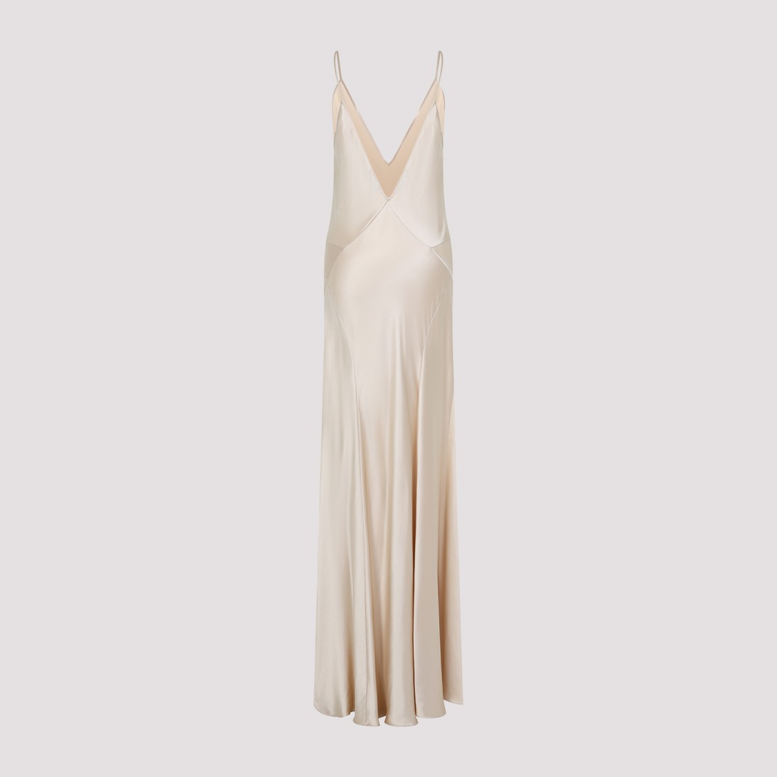 Saint Laurent Sleeveless Maxi Dress In Silk In Neutrals