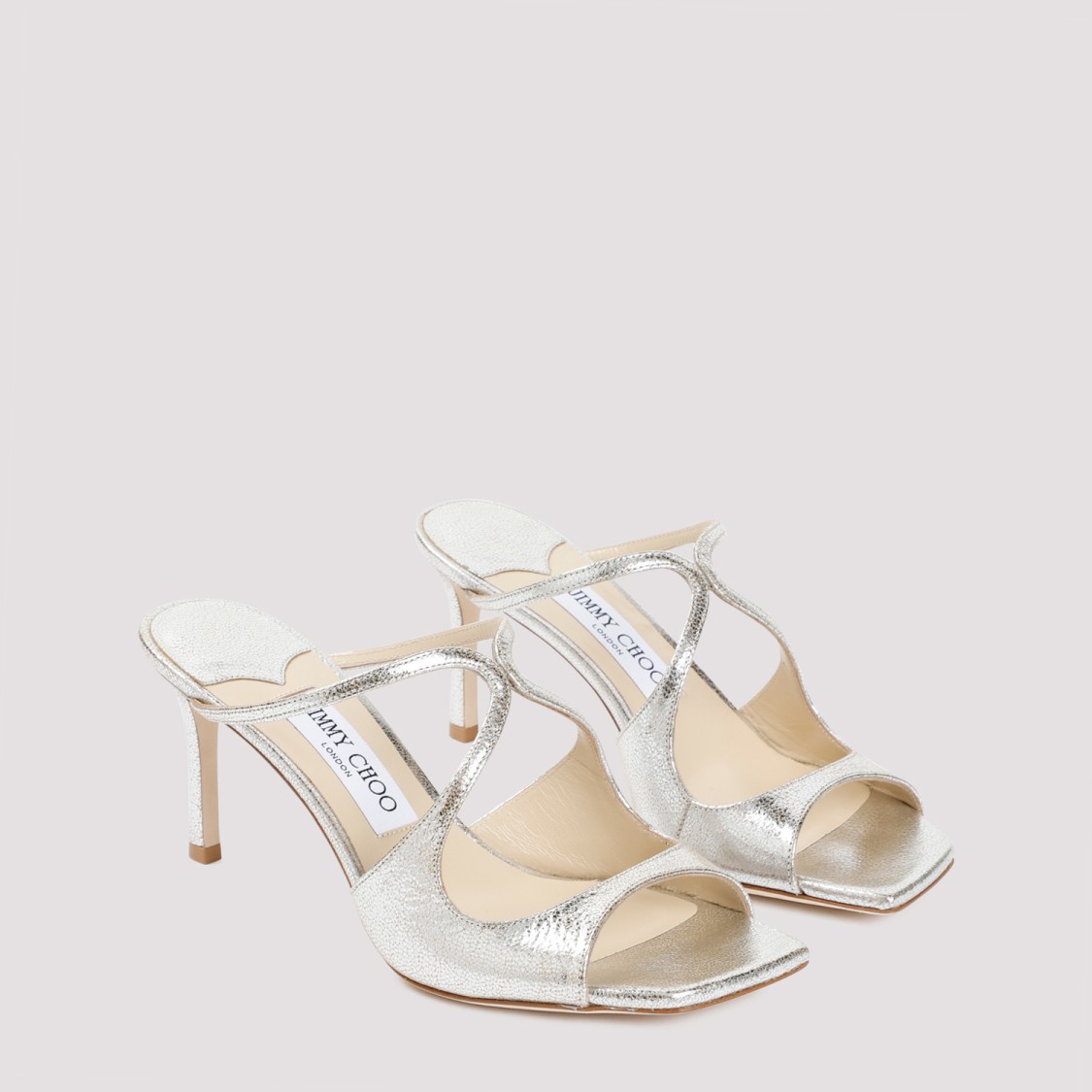 Jimmy Choo Womens Champagne Anise 75 Glitter-effect Leather Heeled Sandals In Silver