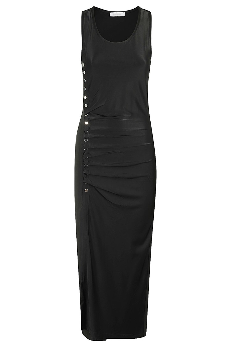 Rabanne Stud-detailed Sleeveless Midi Dress In Black
