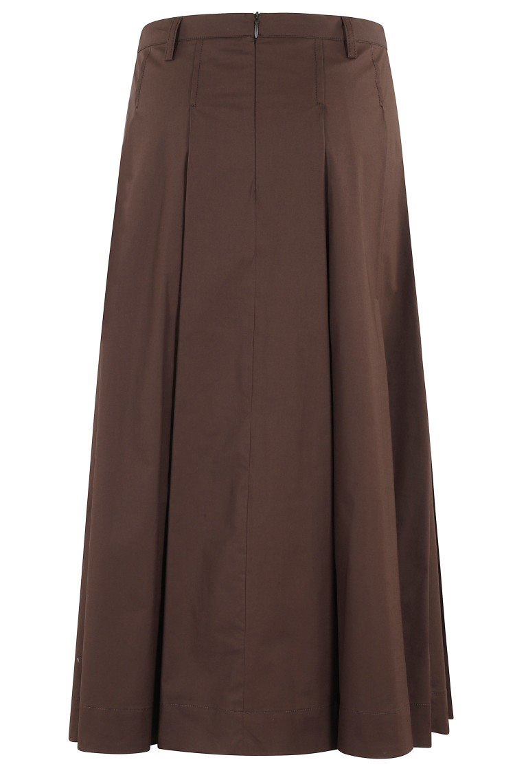 Seventy A-line Brown Poplin Stretch Maxi Skirt In Brown