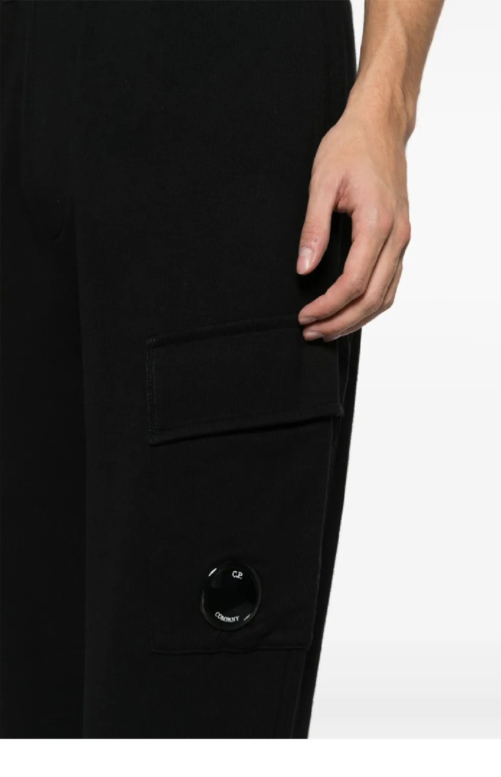 C.p. Company Diagonal Raised Fleece Lens Sweatpants In Black