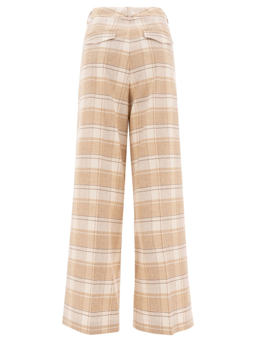 Peserico Check Wool Trousers In Neutral