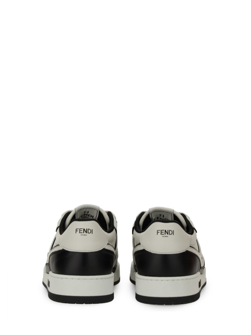 Fendi Leather Sneakers With Ff Lateral Logo In Multi
