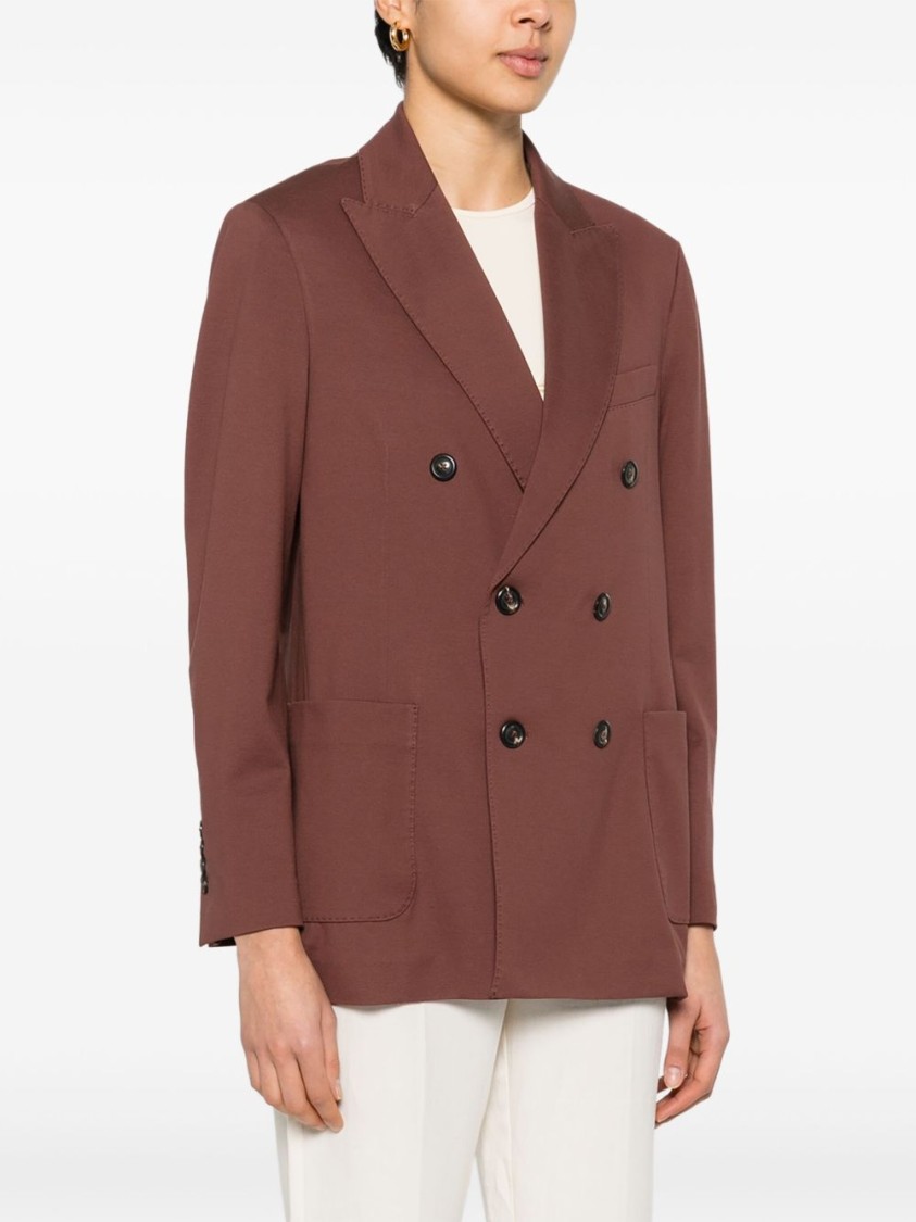 Circolo 1901 Blazer Doppiopetto In Misto Cotone Marrone