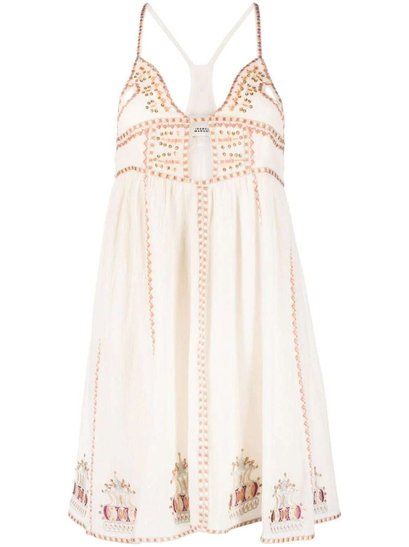 Shop Isabel Marant Bretty Cotton Minidress In Neutrals