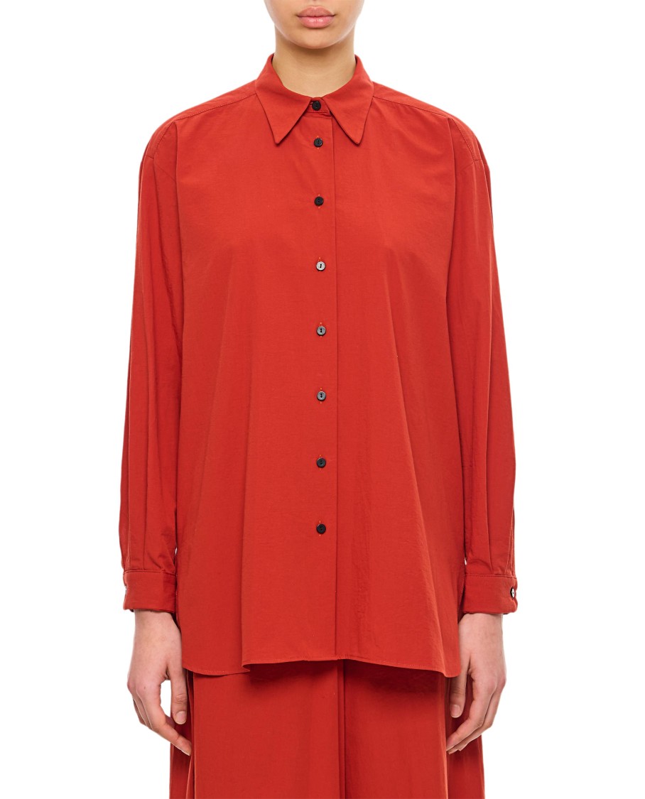 Dušan Dusan Red Shirt With Pointed Collar And Elegant Draping In Red