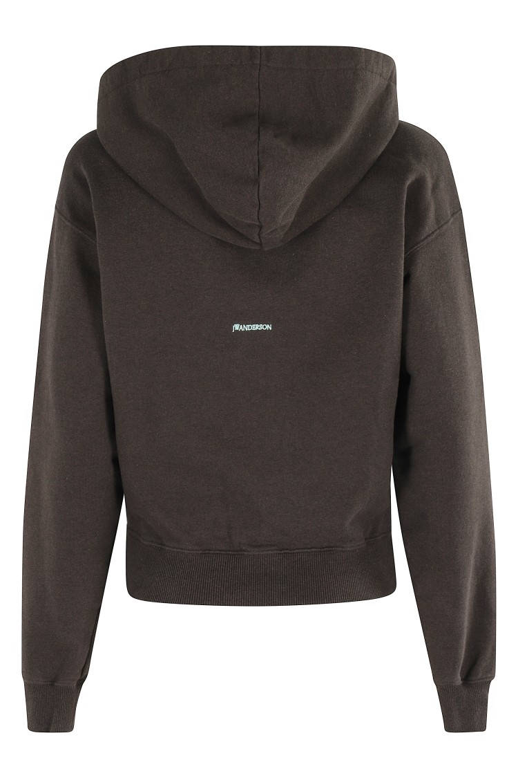 Jw Anderson J. W. Anderson Cropped Brown Melange Hoodie In Brown