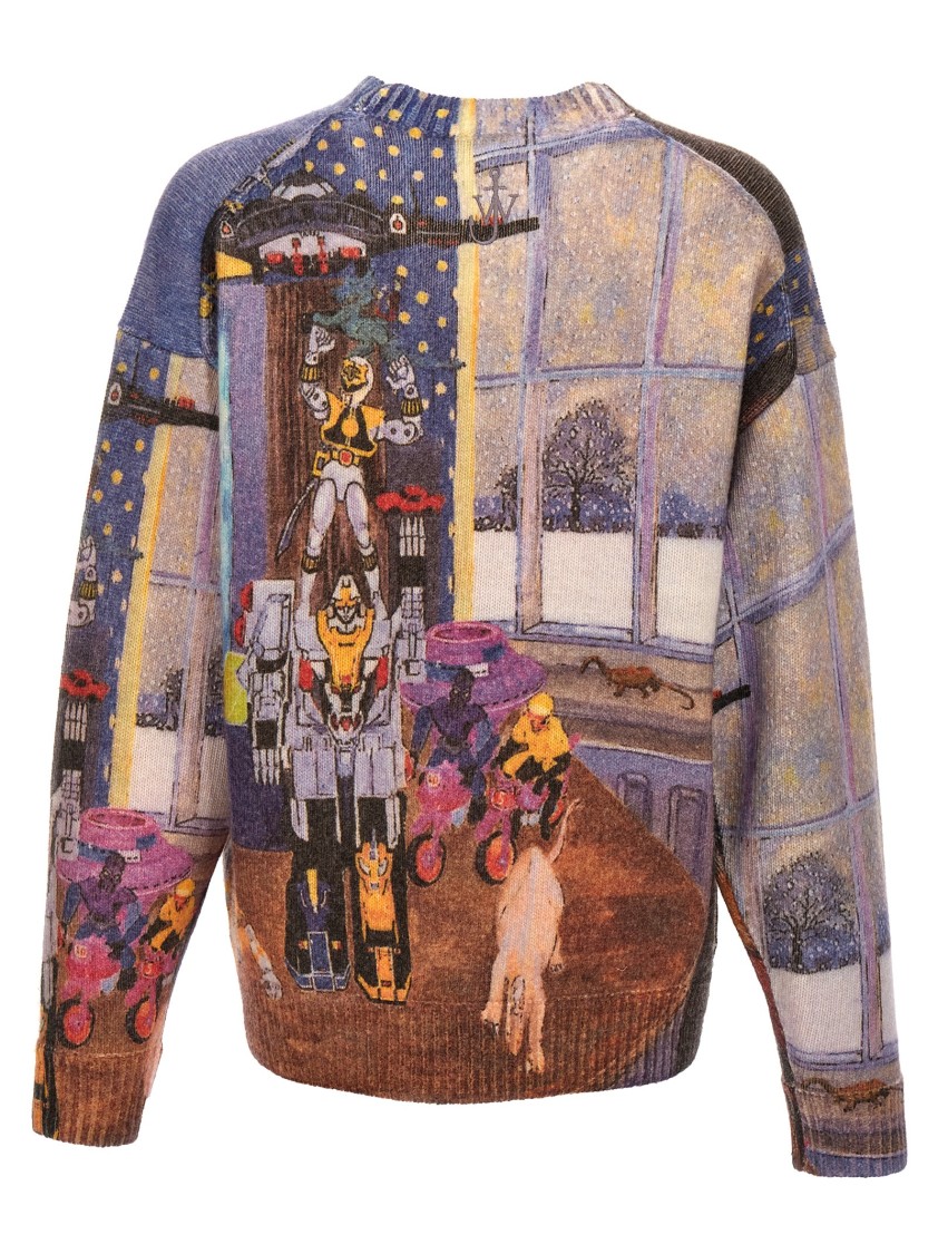 Jw Anderson Multicolor Computer Print Sweater In Brown