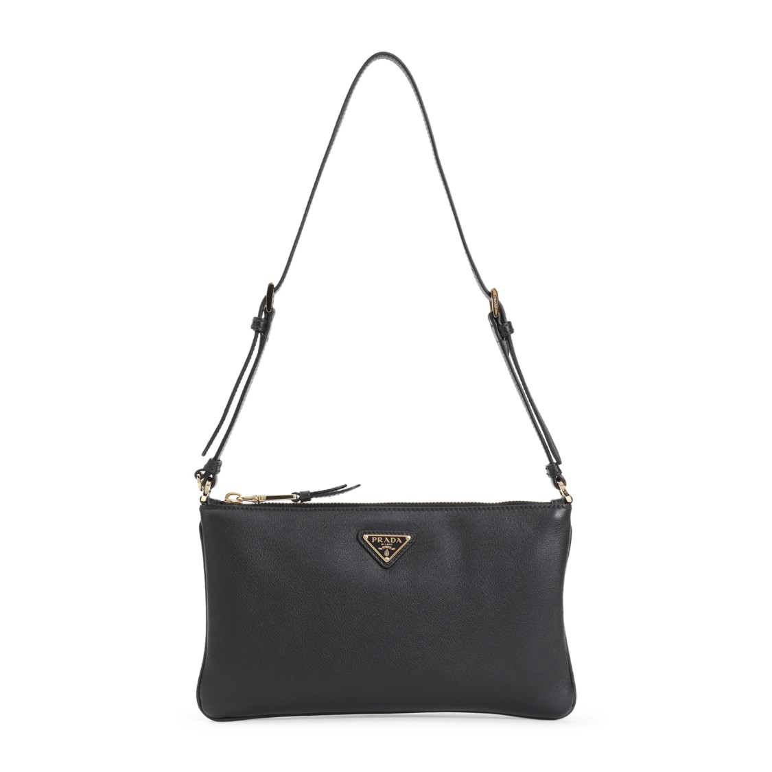 Prada Soft Gain Flat Shoulder Bag Women In Black