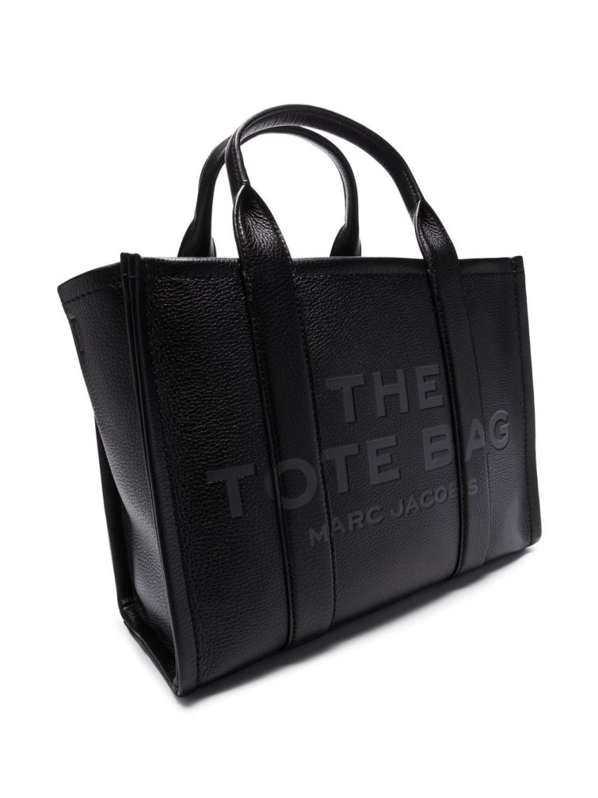 Marc Jacobs Structured Black Leather Handbag With Rounded Top Handles In Black
