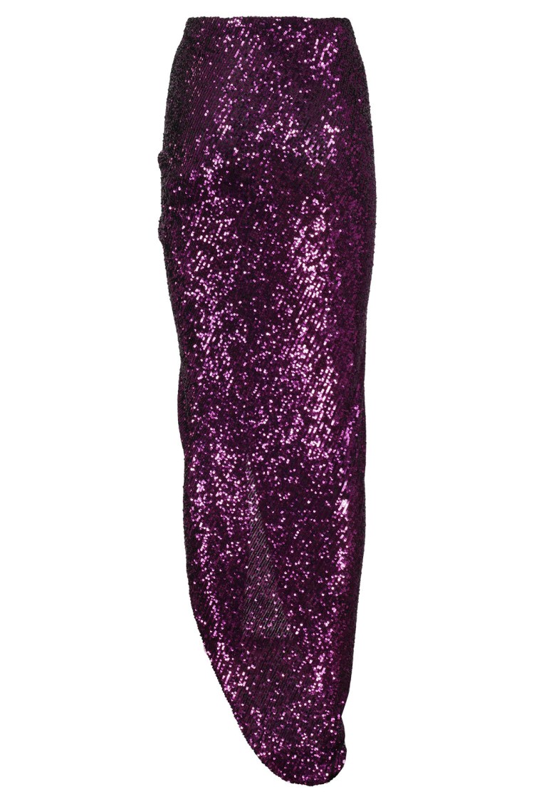 NERVI NERVI SEQUINED PURPLE MIDI SKIRT WITH FRONT KNOT