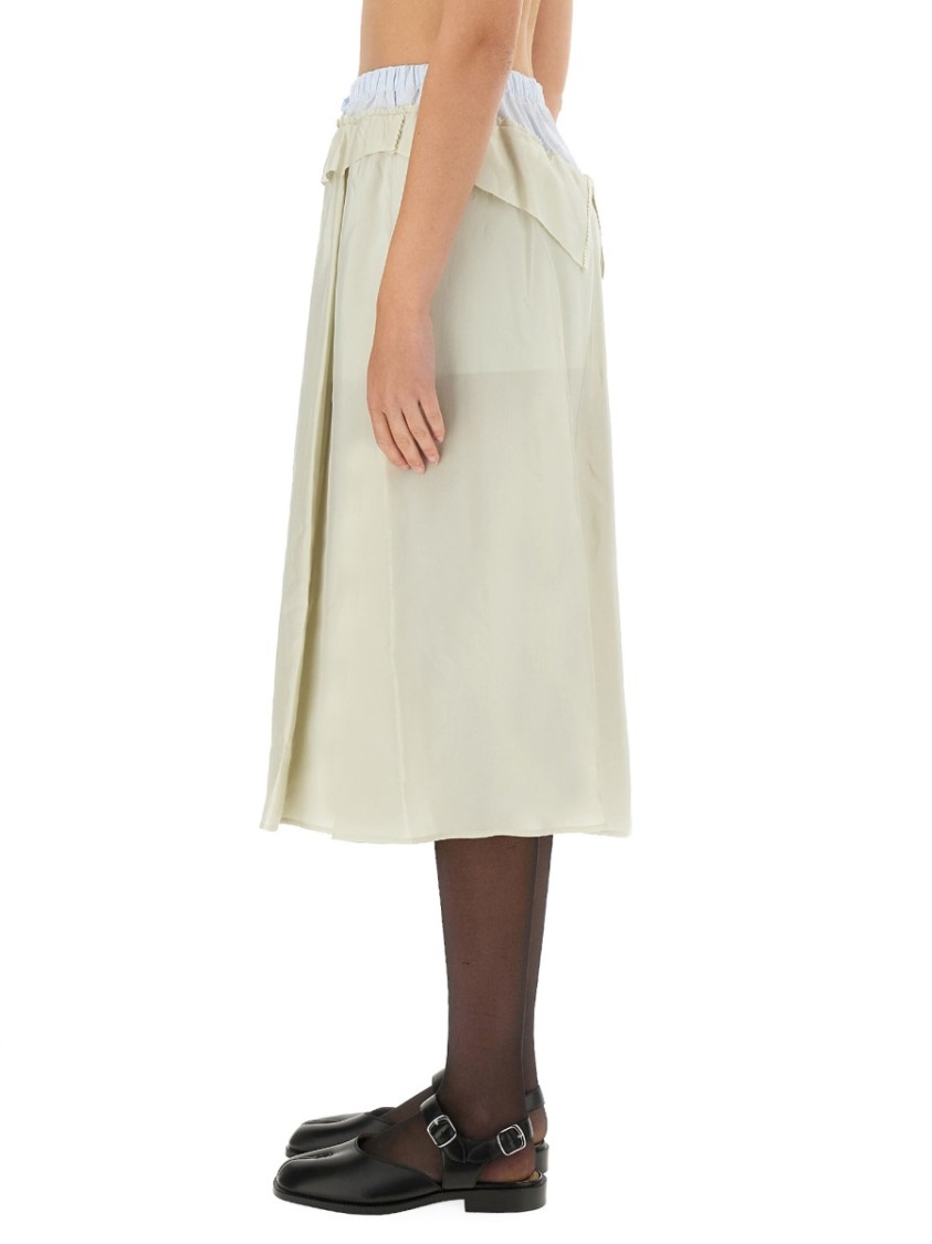 Maison Margiela Viscose Midi Skirt With Contrasting Waistband
