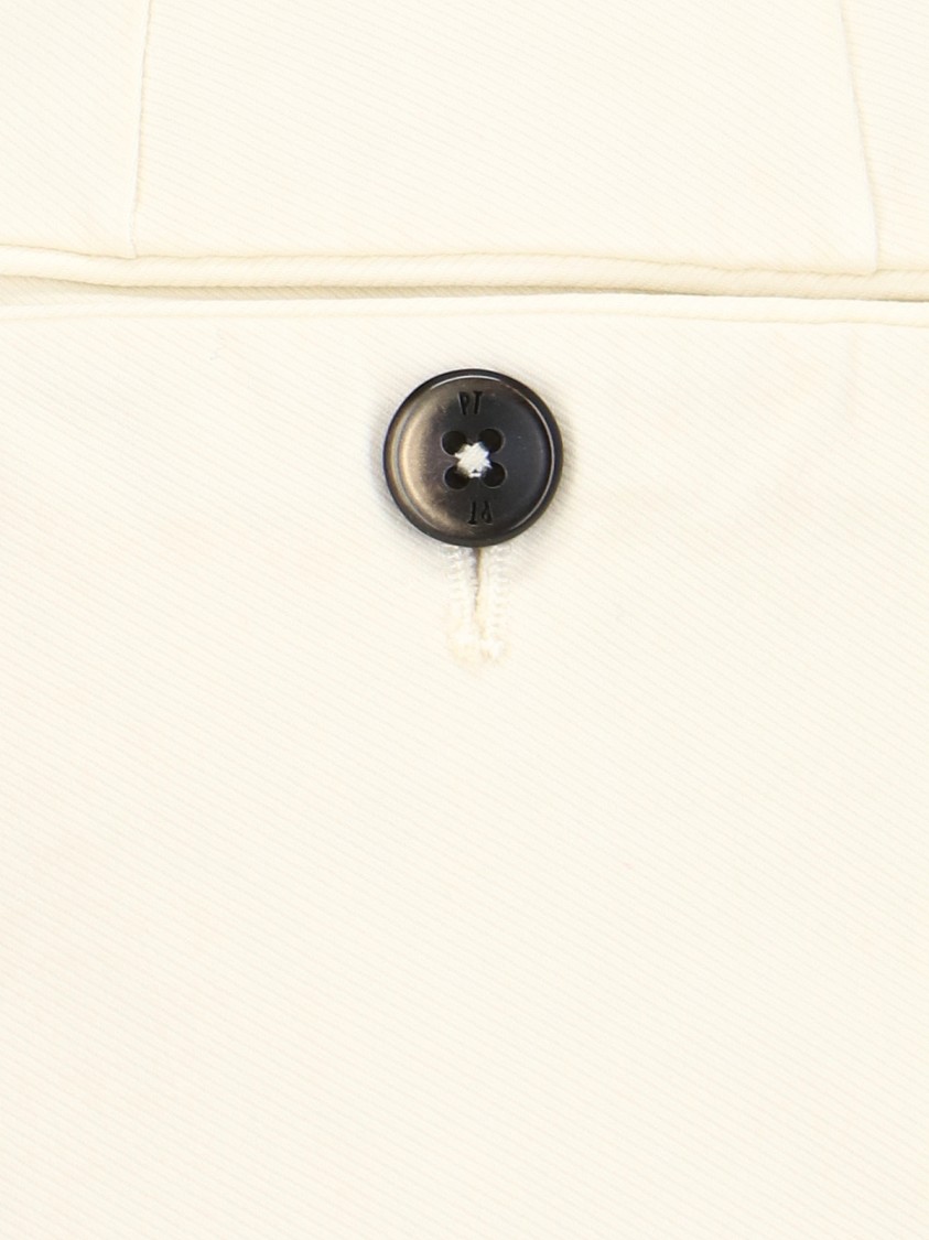 Pt Torino Back Slit Stretch Cotton Blend Trousers In Neutrals