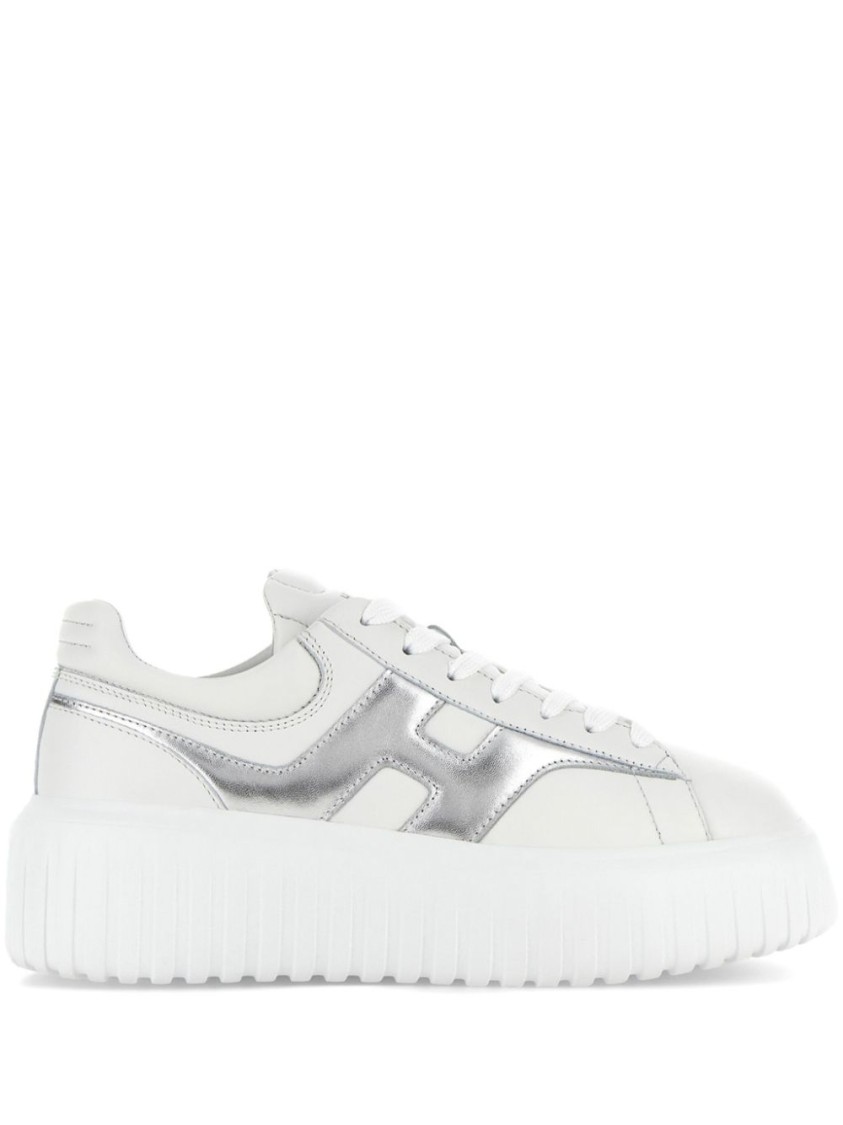 Hogan H-stripes Leather Sneakers In White