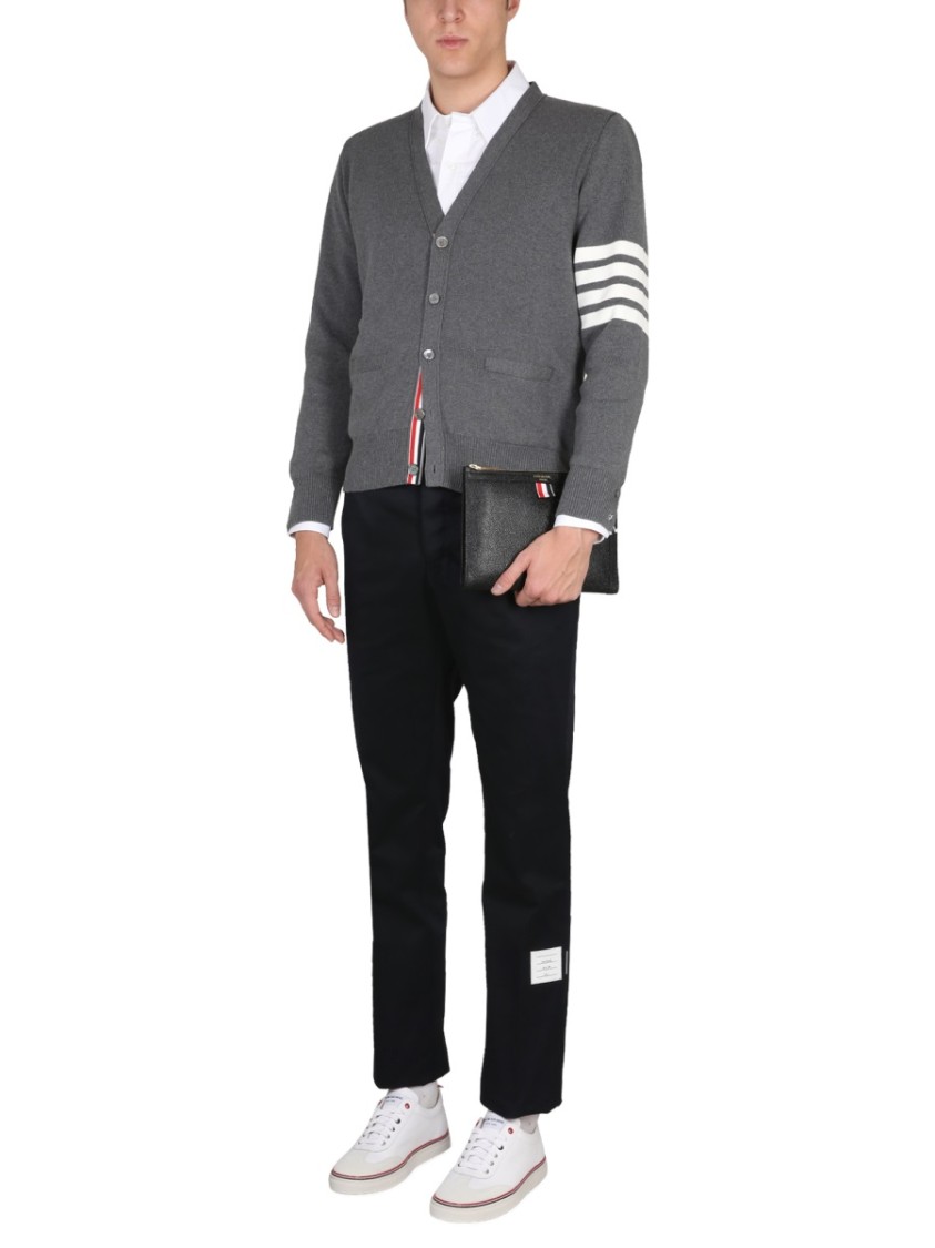 Shop Thom Browne Cotton Cardigan In Grey