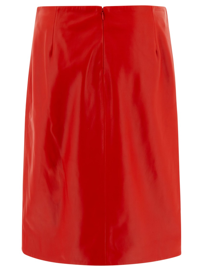 Loulou Studio Asymmetrical Red Lambskin Skirt In Red