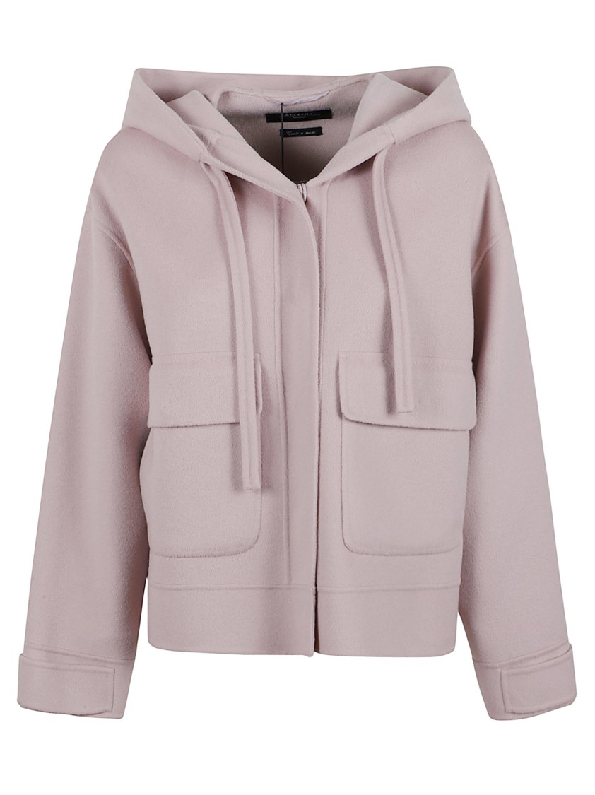 Max Mara Cropped Wool Jacket With Hood In Pink