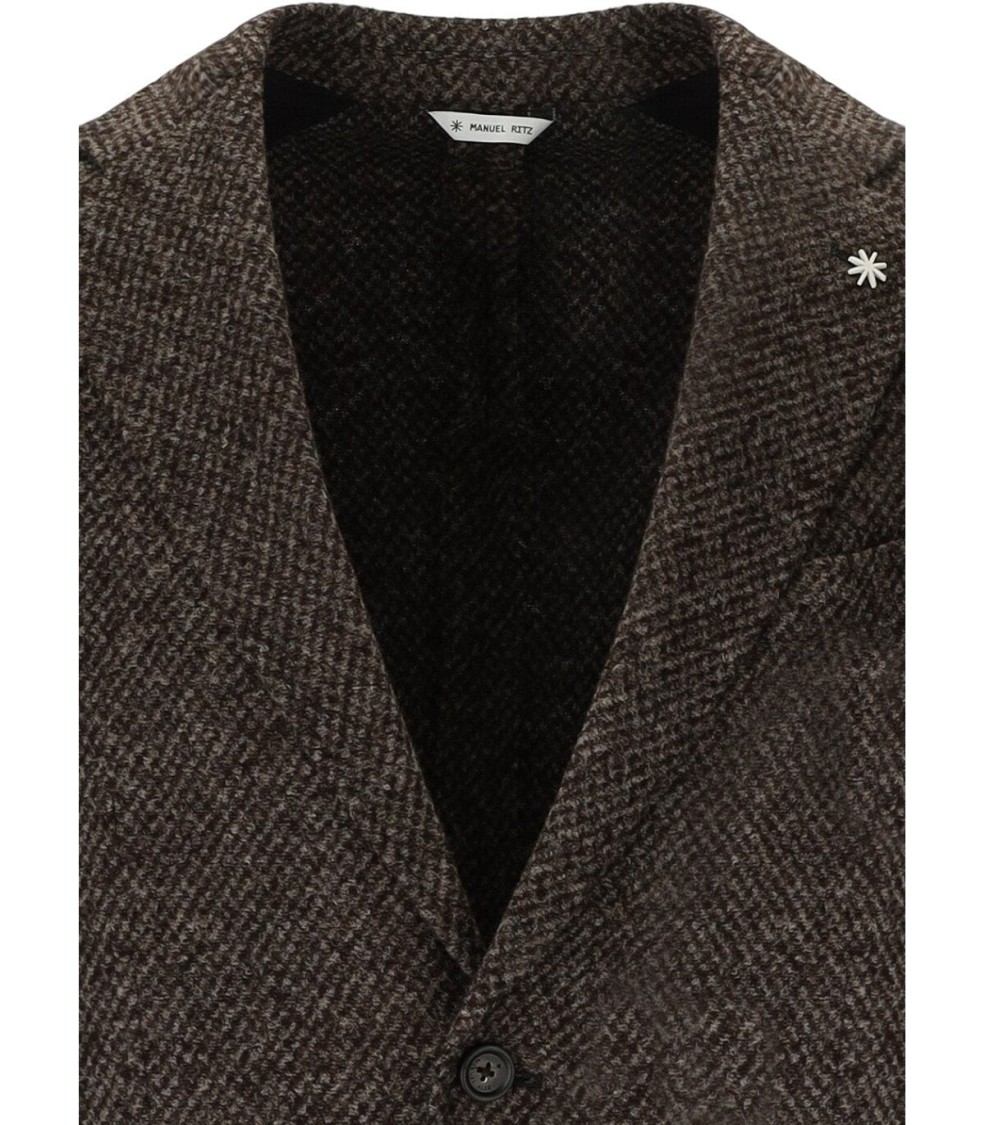 Manuel Ritz Brown Single Breasted Jacket In Brown