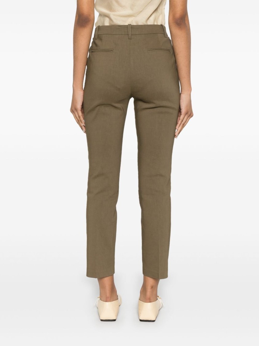 Pinko Tailored Green Trousers With Mid-rise Waist In Green