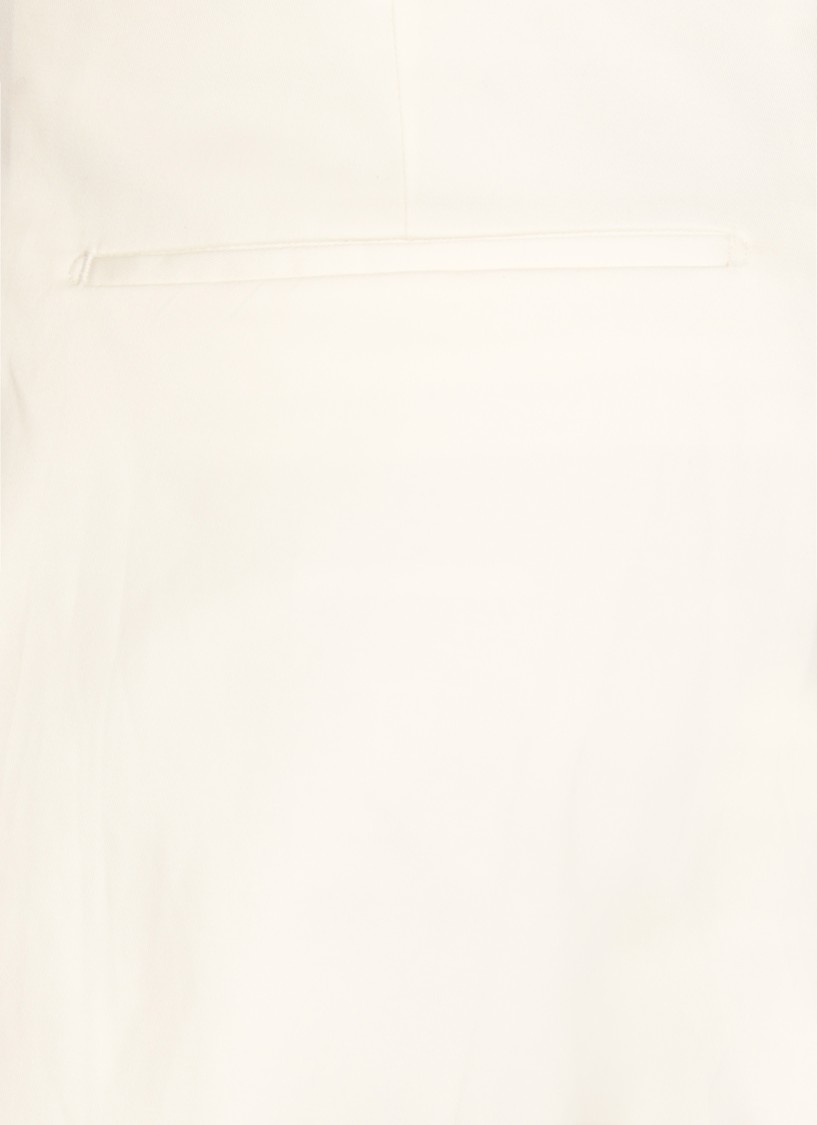 Pt Torino Refined Cotton Twill White Trousers With Detailing