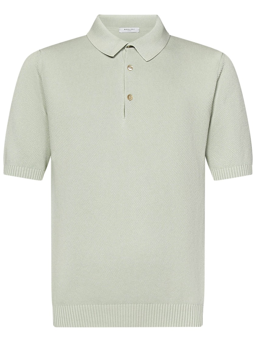 Boglioli Honeycomb Texture Short-sleeved Polo Shirt In Green