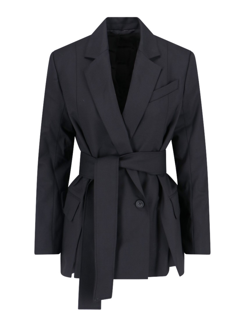 Eudon Choi Wool And Cashmere Double Breasted Blazer With Flap Pockets In Black