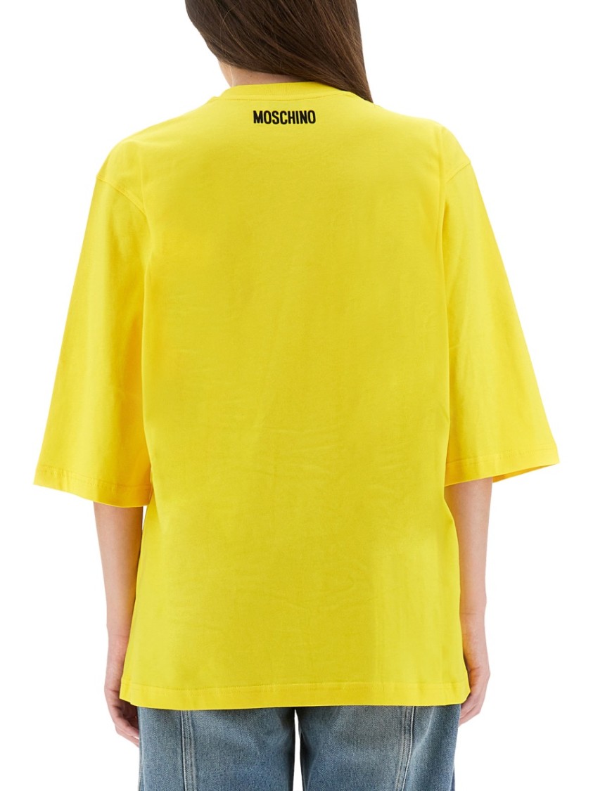 Moschino Relaxed Fit Cotton T-shirt With Cheerful Graphic In Yellow