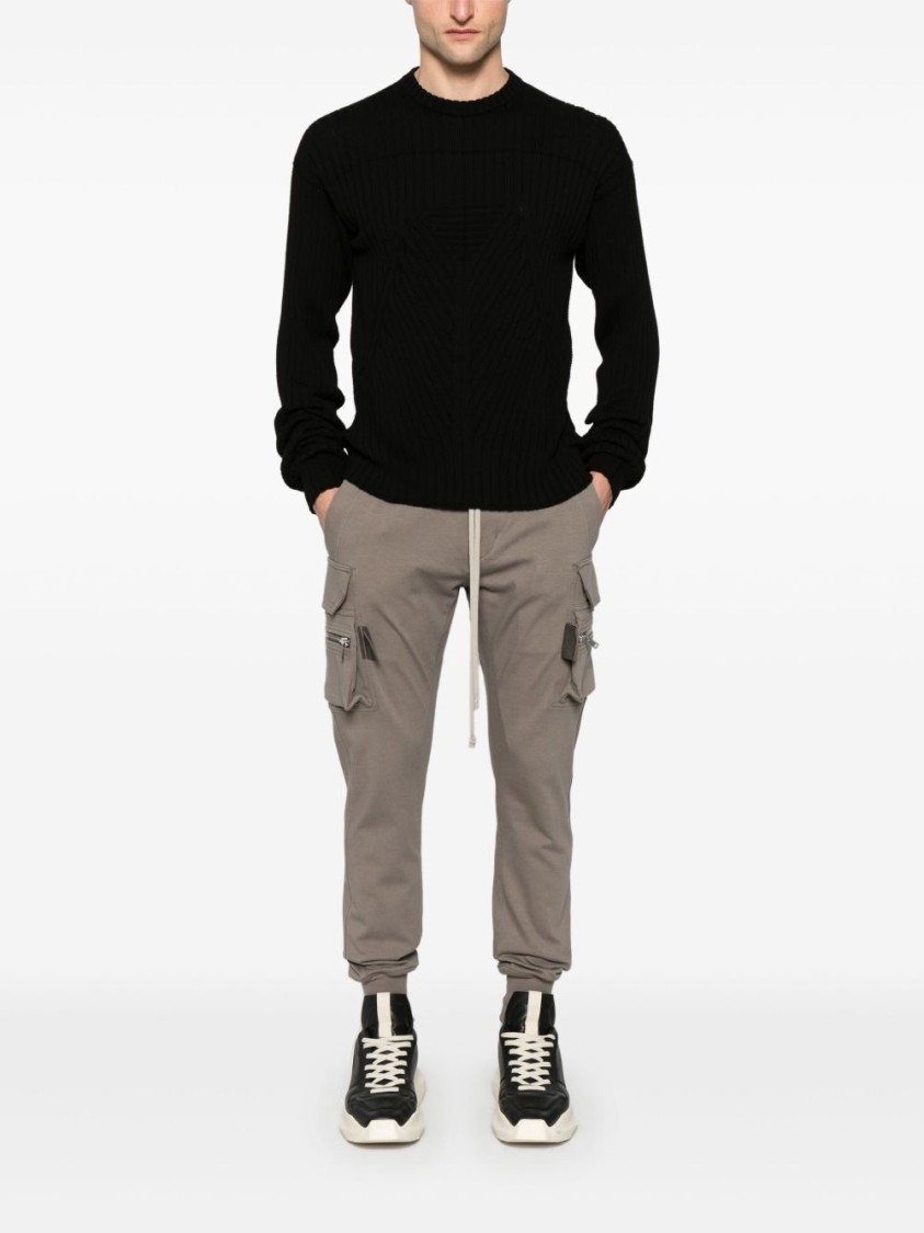 Rick Owens Crew Neck Sweater With Drop Shoulder Design And Seam Detailing