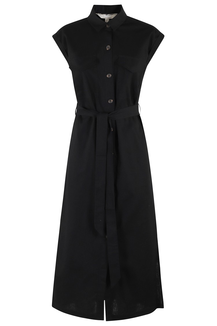 Shop Barbour Birdie Maxi Dress With Shirt Collar In Black