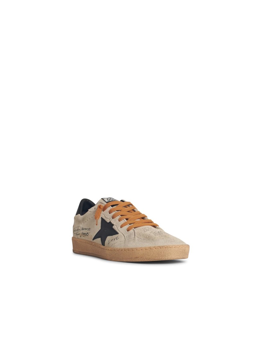 Golden Goose Ballstar Suede Upper Toe Tongue And Spur Leather Star And Heel Sneakers Black In Nude