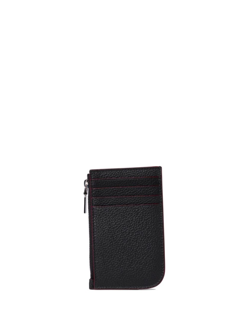 Alexander Mcqueen Full Grain Calf Leather Wallet With Patent Trims In Black