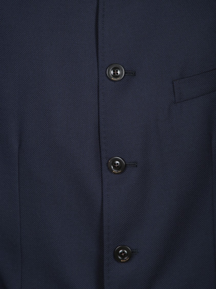 Boglioli Blue Hopsack Jacket In Black
