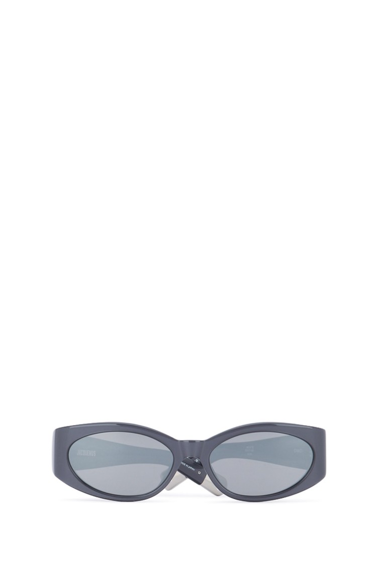 Jacquemus Oval Frame Thick Temples Sunglasses In Gray