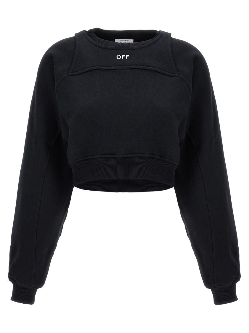 Off-white Logo Embroidery Sweatshirt In Black