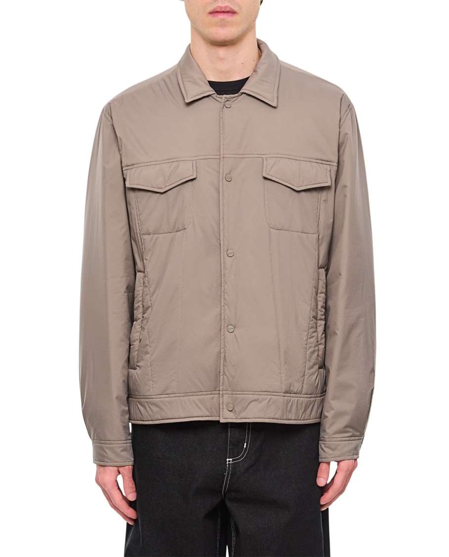 Herno Versatile Gray Jacket With Button Closure In Neutrals